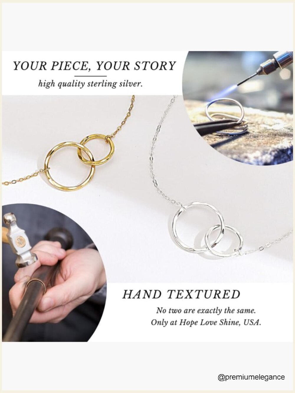 2 Interlocking Rings Necklace Graduation Gift with Card & Box - Picture 5 of 7